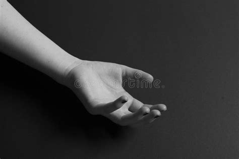 Women Hand Side Fingers Black Background Stock Image Image Of Time