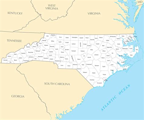 Nc Map With Cities And Counties Table Rock Lake Map