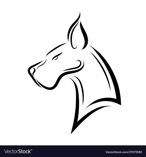 Black And White Line Art Great Dane Dog Head Vector Image