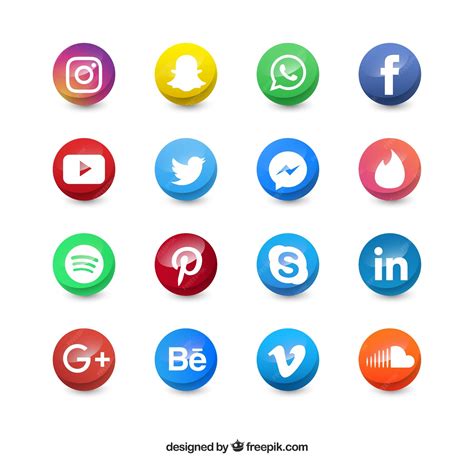Free Vector Colored Social Media Circle Icons