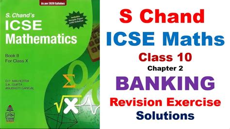 S Chand Icse Maths Solutions For Class 10 Chapter 2 Banking Revision