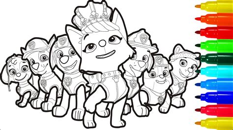PAW PATROL Zuma Rubble Marshall Rocky Skye Everest Coloring Pages With