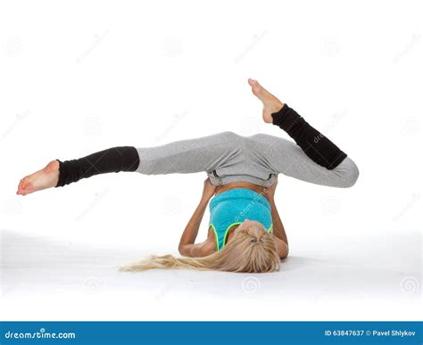 Young Fitness Girl Laying Her With Legs Up Stock Image Image Of Sweet Black 63847637