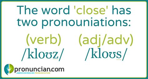 The Word Close Has Two Pronunciations — Pronuncian American English