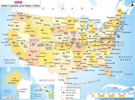 United States Map With Major Cities Printable