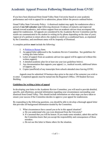 College Admission Sample Appeal Letter For Readmission