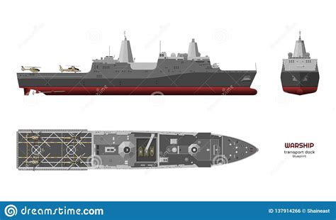 Military Ship Top Front And Side View Battleship 3d