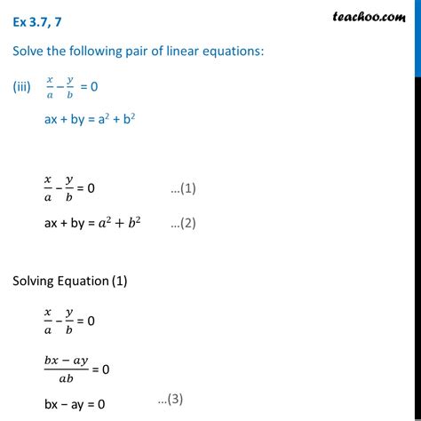 solve x a y b 0 ax by a 2 b 2 linear equations [video]