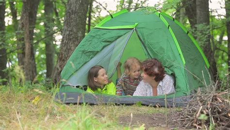 Camping Children Near Tent In Forest Stock Footage Video 1468126
