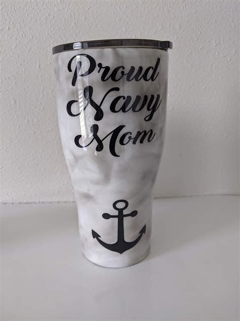 Proud Navy Mom Tumbler With Anchor White With Smoke Tumbler Etsy Italia