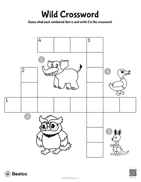 Animal Themed Crossword Puzzles • Beeloo Printables