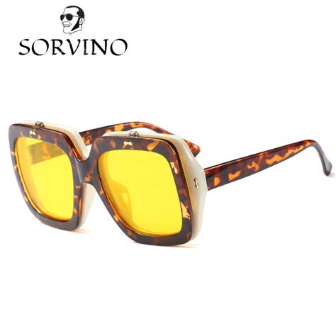 sorvino 2018 oversized square flip up mcqregor sunglasses men women brand vintage retro clip on