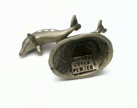 Vintage 1985 Cuter Pewter Diamond Cut Dolphins Figurine Collectible