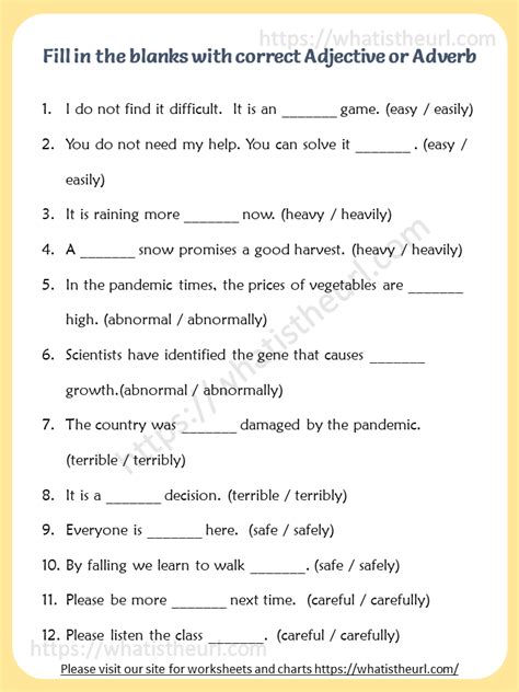 Fill In The Blanks With Correct Adjective Or Adverb English Grammar