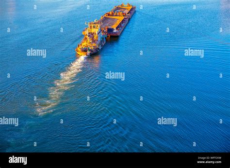 Empty Cargo Ship Sailing On The Sea Stock Photo Alamy