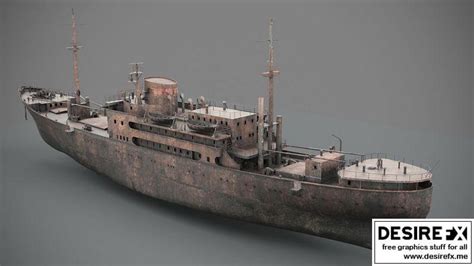 Desire FX 3d Models Old Rusted Abandoned Vessel 3D Model