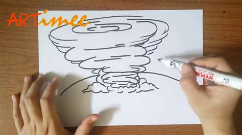 How To Draw A Tornado Easy Step Youtube