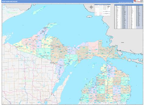 Michigan Northern Wall Map Color Cast Style By Marketmaps Mapsales