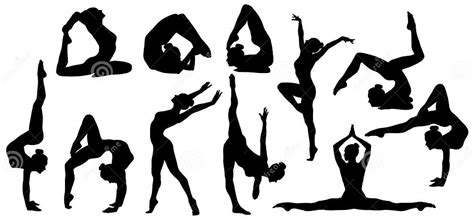 gymnastics poses silhouette set of flexible gymnast exercise stock illustration illustration