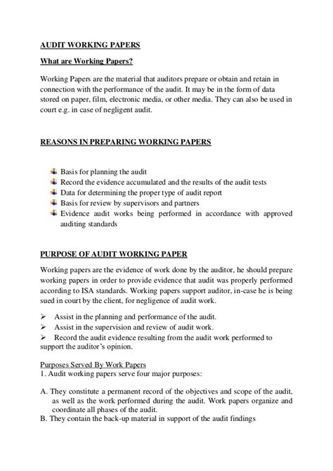 How to write a working paper. Audit working papers