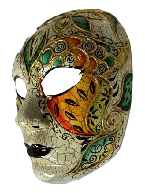 Angelica Full Face Lady Venetian Mask Masquerade Orange Green White