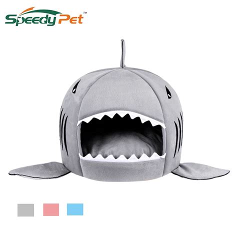 Shark Pet House With Removable Bed Cushion Mat For Dogs And Cats Warm