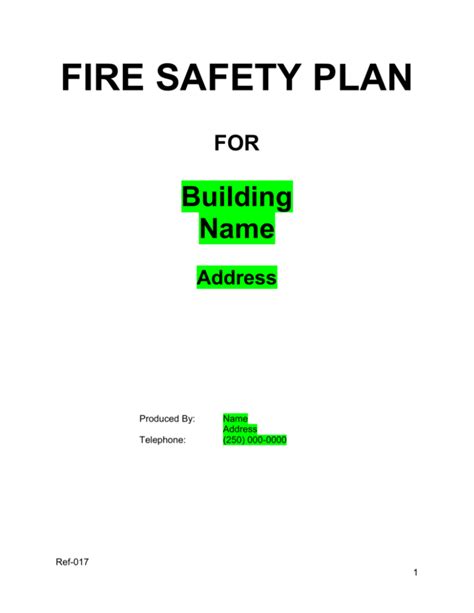 Fire Safety Plan Template
