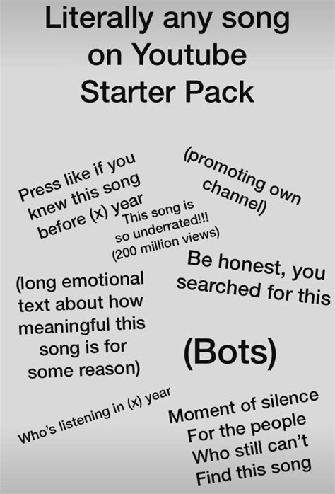 Any Song On Youtube Starter Pack Rstarterpacks Starter Packs