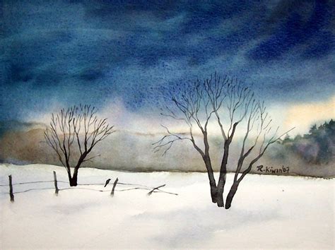From The Land Of The Cedars Maine Watercolors Winter Scene