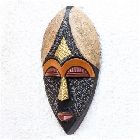 Unicef Market Multicolored African Wood Mask From Ghana King Of Africa