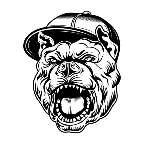 Free Vector Gangsta Bulldog Vector Illustration Head Of Aggressive