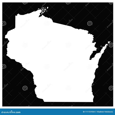 Wisconsin Map State In The North Central United States Stock Vector