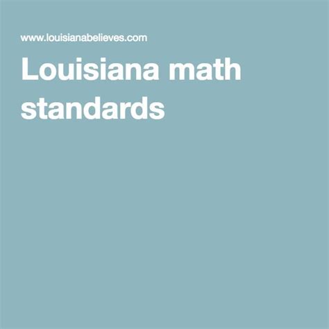 Louisiana Math Standards Math Standards Teacher Toolbox Math