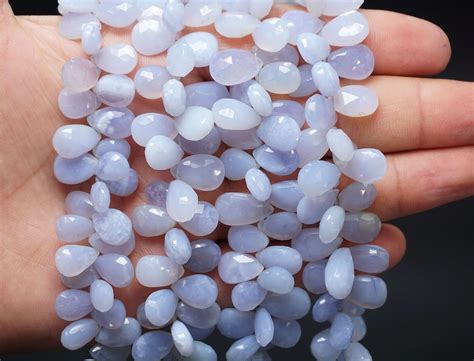 Natural Chalcedony Faceted Beads Blue Chalcedony Pear Shape Etsy