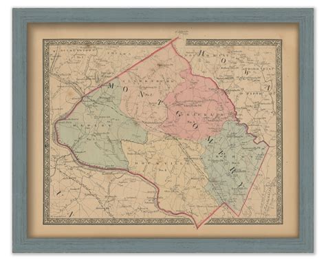 Montgomery County Maryland 1866 Map Replica Or Genuine Original
