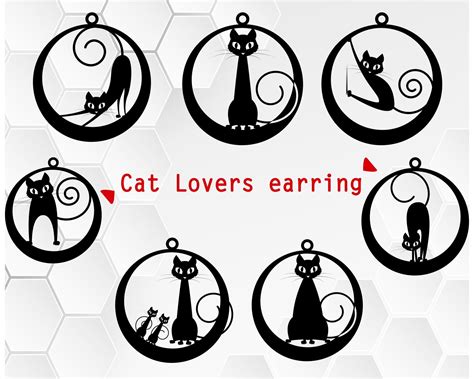 Download Cat Earring svg bundle Cat lover silhouette cat earring ...