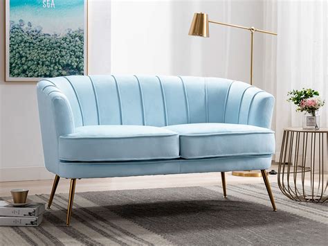 Buy Altrobene Velvet Modern Couch Contemporary Channel Tufted Loveseat
