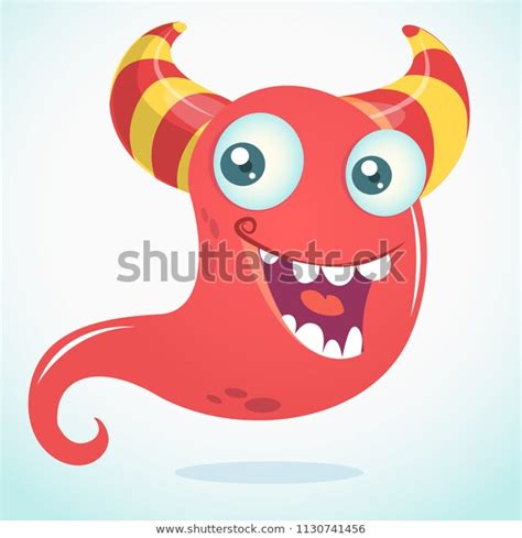 Cool Cartoon Monster Horns Smiling Vector Stock Vector Royalty Free