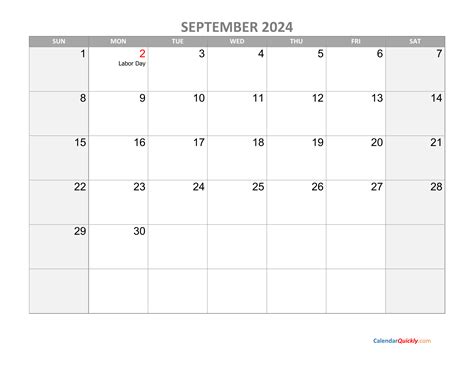 United States September Calendar Holidays Beth Marisa