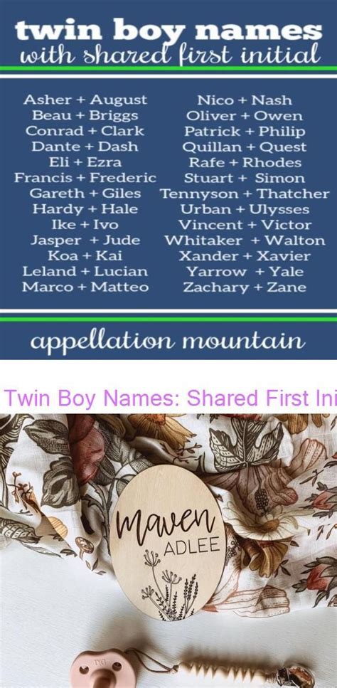 Twin Boy Names Shared First Initial Appellation Mountain Birth