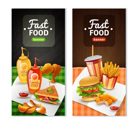 Fast Food 2 Vertical Banners Set 483122 Vector Art At Vecteezy