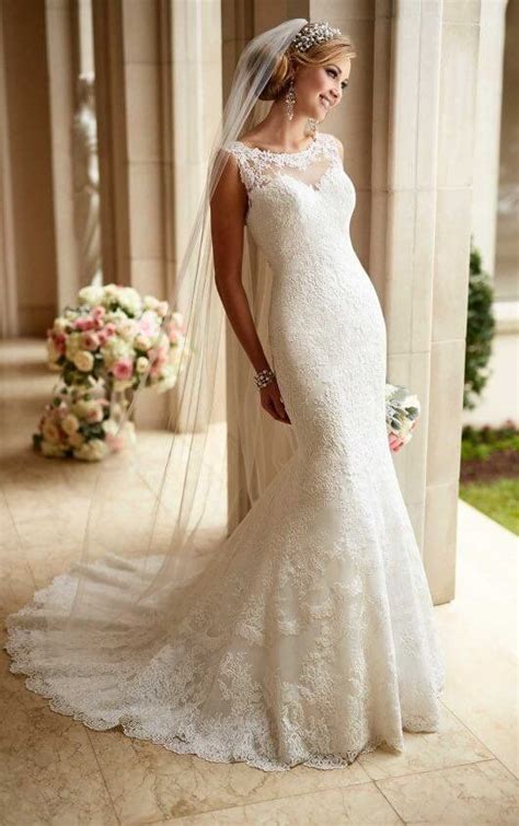 Lace A Line Illusion Neckline Wedding Dress With Images Stella York