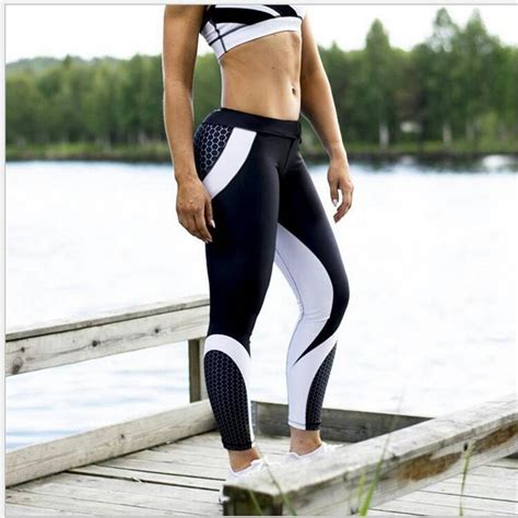 Mesh Pattern Print Fitness Leggings For Women Sporting Workout