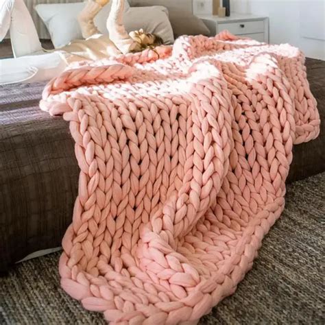 Buy 100120cm Hand Chunky Knitted Blanket Thick Wool