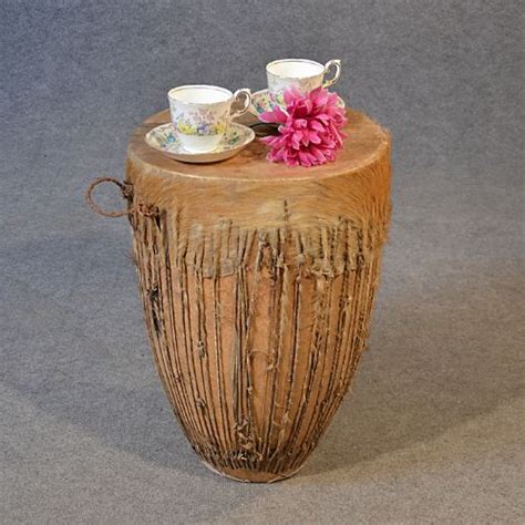 A handsome side or coffee table for rooms from modern to ethnic. Antique African Drum Side Table Occasional Small Low ...