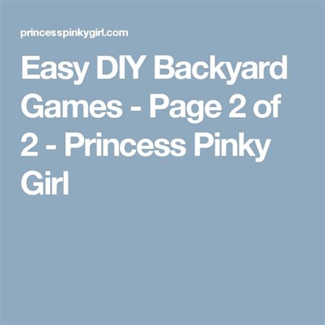 Easy Diy Backyard Games Page 2 Of 2 Princess Pinky Girl Backyard