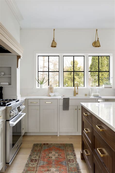 Gray Kitchen Cabinets With Walnut Wood Island Grey Kitchen Designs