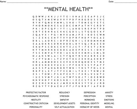 Printable Mental Health Word Search Puzzles Word Search Printable
