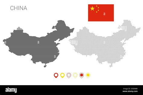 Mapa De China Silueta China Mapa Punteado Bandera De China Vector
