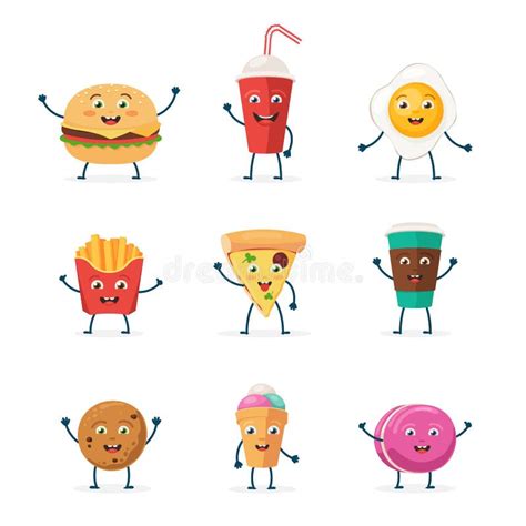 Cute Fast Food Icons Stock Vector Illustration Of French 60396777